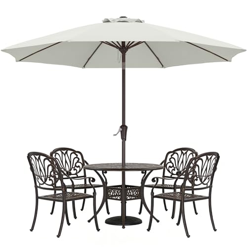 ABCCANOPY Sonnenschirm wasserdicht UV50+ mit Kurbel, Beige 230cm