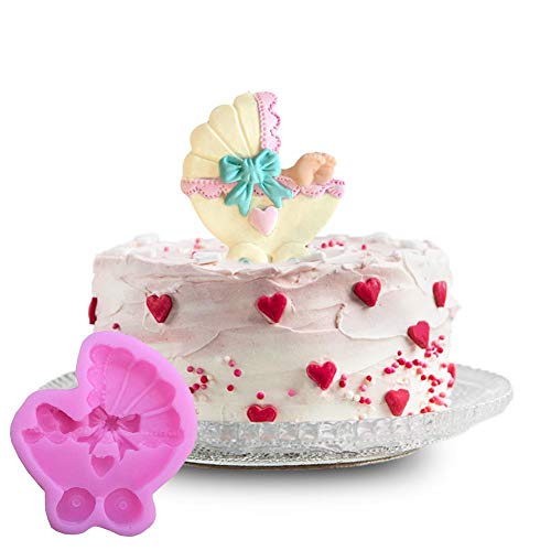 3D Baby Stroller Fondant Cake Silicone DIY Chocolate Mold Baking Clay Soap Candle Moulds Candy Making Moulds, Muffin Cupcake Baking Mould Silicon Bakeware Pan - Thumbnail 2