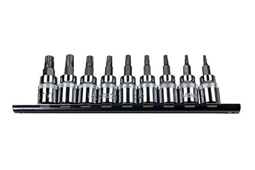 US Pro Bergen 9PC 3/8" DR Torx Plus Security Bit Sockets On Rail