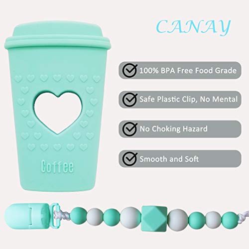Coffee Cup Teething Toys | Baby Teether Toys with Teether Pacifier Clip Holder | BPA-Free Molar Teether Toys | Best