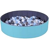 WWS Ball Pit for Kids / Baby Play Yard / Baby Playpen / Fence for Baby, Folding Portable, No Need Inflate, More Than 12 Sq.ft Play Space, Light Blue