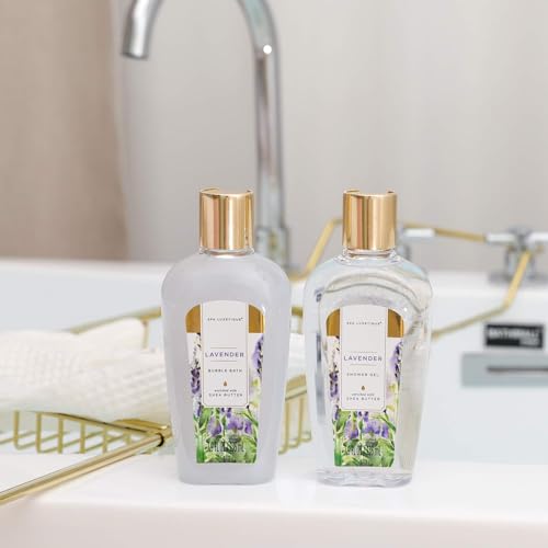 Spa Gifts for Women, Spa Luxetique Spa Gift Baskets with Daisy Scented, 8pc Home Bath and Body Gifts Set, Spa Bath Set Includes Body Lotion, Bubble Bath, Bath Salt, Essential Oil (Lavender)