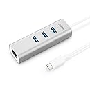 Anker USB-C to 3-Port USB 3.0 Hub with Ethernet Adapter for USB Type-C Devices Including the new MacBook 2016, ChromeBook Pixel and More (Silver Aluminum)