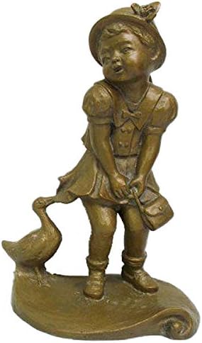 清河宗翠 おでかけ ブロンズ像 銅像 少女 女の子 幼女 童女 あひる 家鴨 かわいい インテリア オブジェ 置物 R1403