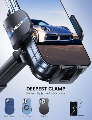 Lamicall Phone Mount for Car [3-in-1 Military-Grade Suction Cup] 360° Rotation Phone Holders for Your Car [Metal Hook] Cell Phone Car Mount Dashboard Vent Windshield All Smartphone LeatherGrain