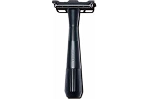 Leaf Shave | Leaf Twig Razor, All-Metal Single Blade Razor for Men & Women, Fixed Head with Magnetic Load Assist, Includes 5 Stainless Steel Blades - Face Shaving Lighter Hair Sensitive Skin - Black