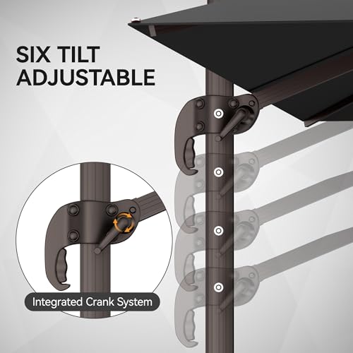ZLACUIU 9x12FT Grey Cantilever Outdoor Patio Umbrella with Base, Large Rectangular Offset Design, Double Top Heavy Duty Aluminum Frame & 360° Rotation for Pool Garden Deck Backyard