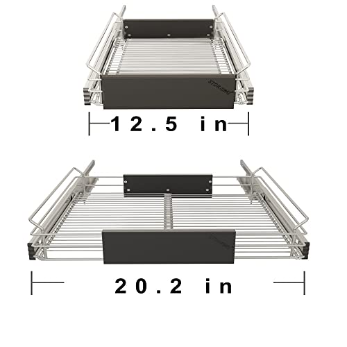 One Tier Adjustable Pull Out Kitchen Organizer,12.5" W X 19.7" D X 5.3”H,Easily