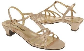Amazon.com | Annie Women's Enrica, Gold Satin, 9 WW (E) | Heeled Sandals