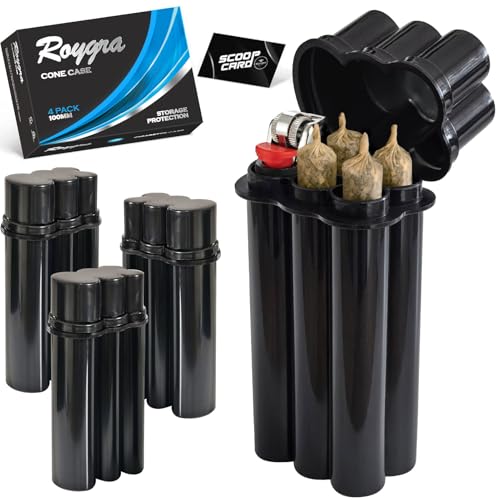 Photo 1 of (4 Pack) King Size Pre-roll Cone Holder Case, 4-Hole Cigarette Case for Regular Size with Lighter Holder, 4 or 6 Capacity Container Storage Box, Small Smoking Accessories for Pre Rolled Rolling Paper