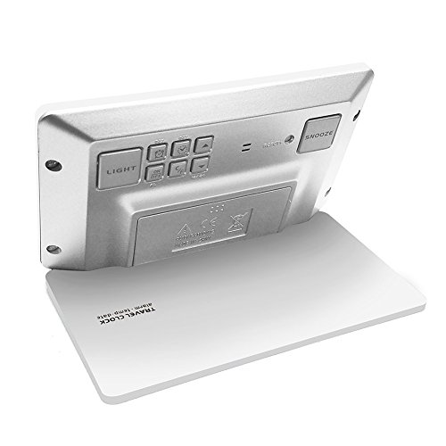 Alarm Clock, KLAREN Travel Clock LCD Mini Digital Desk Folding Electronic Alarm with Blue Backlight White