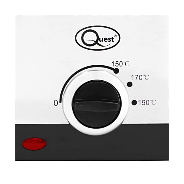 Quest-34250-Brushed-Square-Deep-Fat-Fryer-Compact-Non-Stick-Coating-Stainless-Steel-15-Litre-900W Quest 34250 1.5 Litre Stainless Steel Deep Fat Fryer / 130-190°C Adjustable Temperature / Lid Cover & Viewing Window…