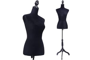 DOPINMIN Mannequin Body, Female Dress Form Manikin Body Torso 60-67Inch Height Adjustable, Woman Body Torso Clothing Display Manikin with Tripod Stand for Sewing Dress Jewelry Market Shop Display (Black)