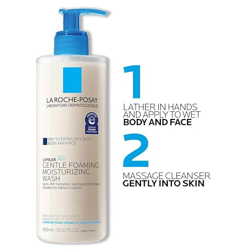 La Roche-Posay Lipikar AP+ Gentle Foaming Moisturizing Wash, Shea Butter + Niacinamide + Glycerin, Moisturizing Body Wash For Dry Skin, National Eczema Association Accepted, Dermatologist Tested​