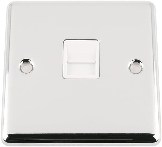 Master Telephone BT Plug Socket - Polished Chrome - Classic - White Insert, White,Black, Medium