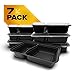 Fitpacker DUO 2 Compartment Meal Prep Containers - Reusable with Lids, Microwave and Dishwasher Safe, Bento Lunch Box, Stackable, Set of 7