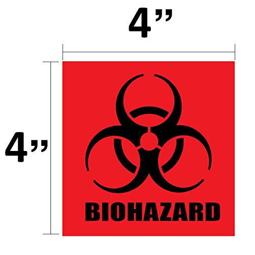 4” x 4” Biohazard Stickers Sign, Roll of 250 Biohazard Warning Labels