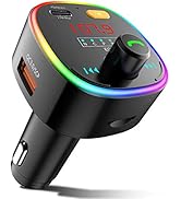 Pinci Upgraded Bluetooth 5.0 FM Transmitter for Car,45W Type-C & QC3.0 Fast USB Charger,Wireless ...