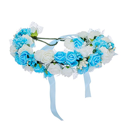 Qhome Wreath Flower Crown Head Wreath Wedding Bridal Hair Accessories Hot Double Foam Rose Floral Hair for Girls
