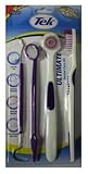 Tek Ultiamte Dental Care Kit, 4 Pieces: Toothbrush, Tongue Brush, Dental Mirror And Dental Pick, (PURPLE)