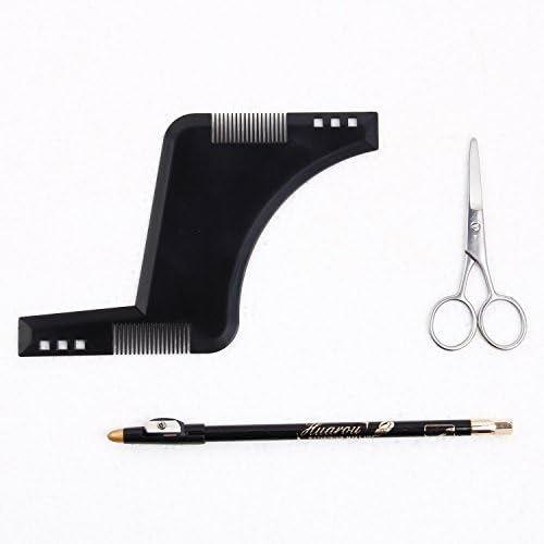 Beard Shapping Tool plus Scissors, use Beard Shaper Styling Comb Template Tool Kit to Style your Goatee Beard & Facial Hair,Beard Styling Stencil works with Clippers