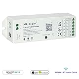 Mi Light RGBW RGBWW W/CW RGBCCT Controller Compatible with Amazon Alexa Voice Control, 2.4G Wireless 15A Led Strip Light WiFi APP Bridge Wireless Control Dimmer