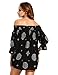 Milumia Women's Off shoulder 3/4 Sleeve Loose Long Tops Blouse Shirt Black L
