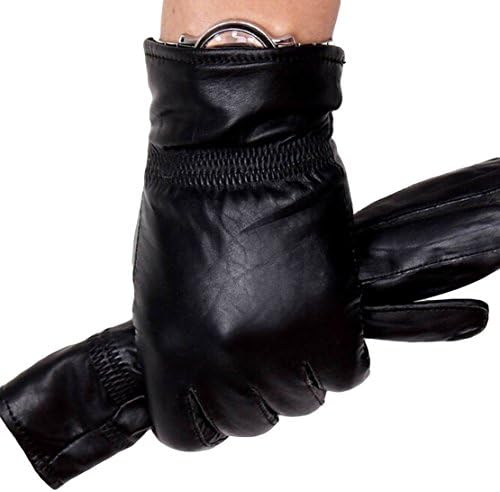 Calain Kalain Men's Leather Gloves Stylish Winter Lambskin Leather Glove Black S