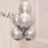 AULE Silver Metallic Chrome Latex Balloons 12 Inch 50 Pcs Happy Birthday Baby Showers Bridal Shower Weddings Bachelorette Party Decorations