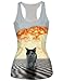 RAISEVERN Explosion Cut Cat Printed Sleeveless T shirt Vest Tank Tops Explosion Cat One Size