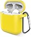 Airpods Case, Music tracker Protective Thicken Airpods Cover Soft Silicone Chargeable Headphone Case with Anti-Lost Carabiner for Apple Airpods 1&2 Charging Case (Yellow)