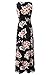 Zattcas Womens V Neck Sleeveless Empire Waist Floral Maxi Dress,Black Orange,Small