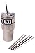 CocoStraw 4 WIDE Stainless Steel Straws + Straw hole LID Extra LONG 30 oz Fits Yeti Tumbler Rambler Cups Brand Drinking Straw (4 WIDE straws + Straw Lid)