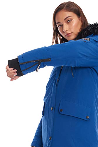Alpine North Womens Vegan Down Long Parka Winter Jacket, Cobalt, M