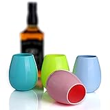 JYPC Silicone Wine Glasses Unbreakable Stemless Foldable Rubber Wine Cups for Traveling Camping Picnic Outdoor - Multicolor 12 oz (Set of 4)