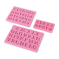 NiceWave 3D English Letter and Number Shaped Mold Silicone Cake Fondant Mold Cake Decoration Tools 3 PCS-Pink Creative Design