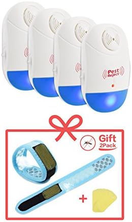 Pest control Ultrasonic Repeller - Best Electronic Plug In Pest Repellent 4 pcs- Repels All Kinds of Rodents and Insects Night Light and Pet Friendly