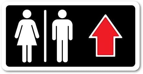 Grafken: GR1377 Plastic Sign LARGE 10 in x 5 in: RESTROOMS ICON-GENERAL. Arrow UP