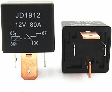 Shenlang 2 Pack Car Relay 4 Pins SPST Wide Copper Pins 12V 80A Amp Auto Electrical Switches Control Module