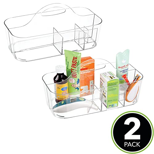 mDesign Plastic Portable Nursery Storage Organizer Caddy Tote Divided
