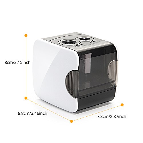 image for HOMMINI Electric Pencil Sharpener, 2 Hole/6-8mm & 9-12mm/Rechargeable/