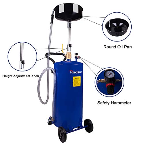 redsun 20 Gallon Portable Oil Drain Air Operated Oil Drain Tank