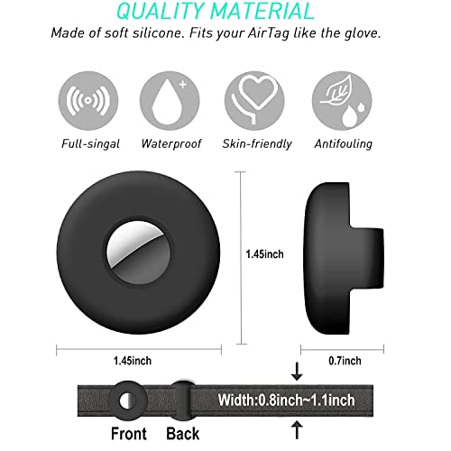 Airtag Dog Collar Holder [2 Pack] Silicone Waterproof Protective Air Tag Cat Collar Cover, Anti