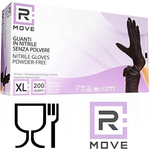 Guanti Nitrile Neri XL Senza Polvere Akitaink 500 Pezzi