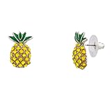 Lux Accessories Fruit Cocktail Pave Pineapple Stud Earrings