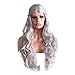 Mildiso Game of Thrones Cosplay Costume Wig Daenerys Targaryen Wig for Women Long Wavy Curly Wigs Heat Resistant Synthetic Hair Wigs ( Beige Gold Black Silver)