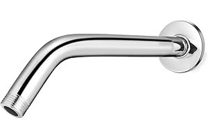 Shower Arm with Flange, 8 Inch Chrome Shower Pipe, Wall Mount Replacement Angle Shower Head Extension Arm for Fixed Shower He