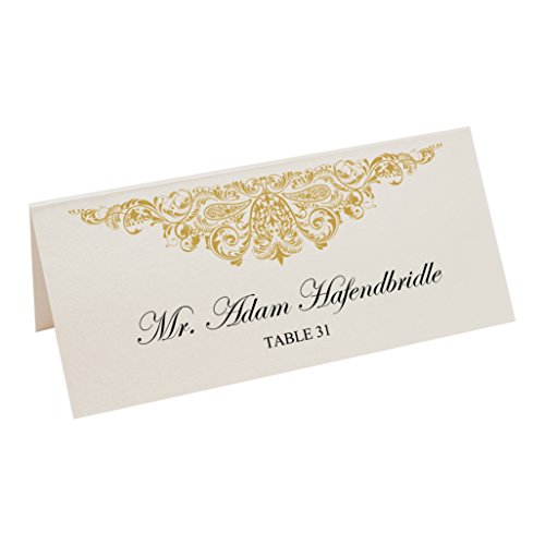 Documents and Designs Paisley Easy Print Place Cards (Select Color/Quantity), Champagne, Gold, Set of 75 (13 Sheets)