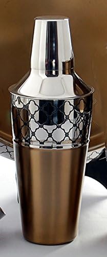 DMA Elements Home Stainless-Steel Cocktail Shaker with Etched Design and Gold Accents