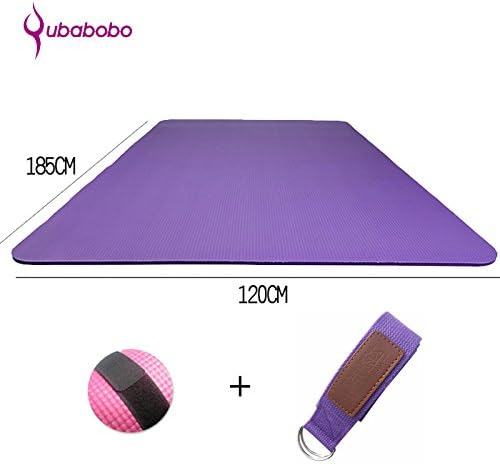 QUBABOBO 0.79-Inch Extra Thick High Density NBR Foam Exercise Double Yoga Mat With Carrying Strap Fitness Mat For Partner Yoga,Pilates,Gym (72.8''47.24''0.79") Purple
